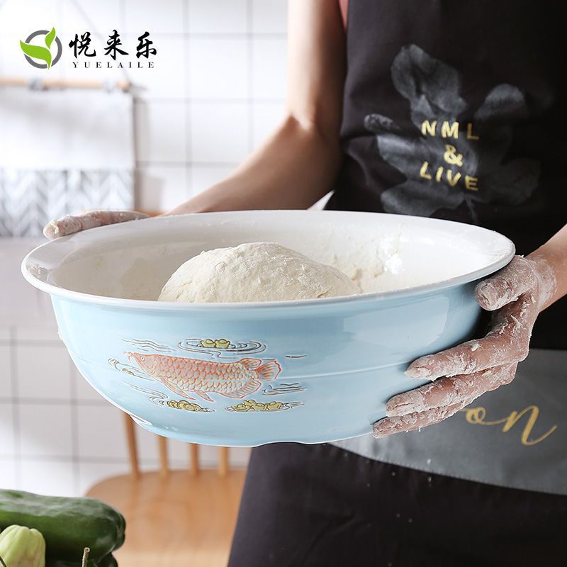 和面盆陶瓷家用揉面盆大号不粘面发面盆活面盆瓷盆大盆厨房洗菜盆 小号[适1-2人]22.8cm面盆盆 9英寸汤古(注意这个