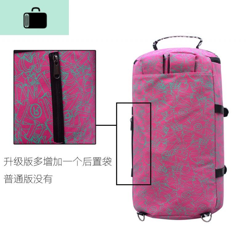 新款大容量帆布双肩包女休闲旅行背包韩版潮健身包多功能旅游包男NEW LAKE 升级版蓝底火焰鸟(侧袋)图片