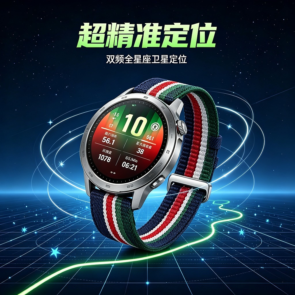 HUAWEI WATCH GT Runner 2 赛道传奇 钛色钛合金表壳 多色云感呼吸编织表带高清大图