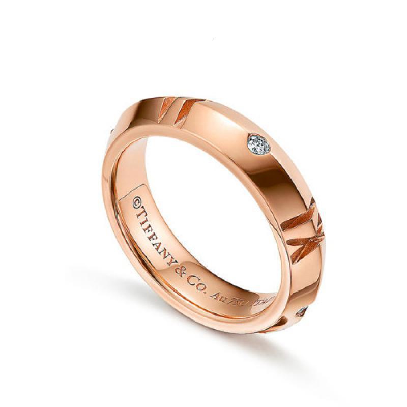 tiffanyco蒂芙尼atlasx系列18k金玫瑰金四颗圆形明亮式切割钻石戒指g