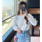 唐狮春季衬衫女新款淑女气质木耳边净色长袖衬衣圆领ins潮