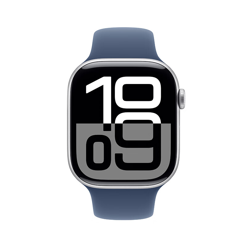 [政府补贴15% 最高补贴500]Apple/苹果 Watch Series 10 智能手表GPS款46毫米银色铝金属表壳丹宁色运动型表带S/M MX203CH/B