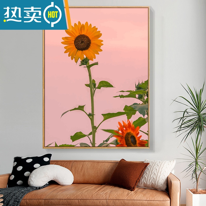 敬平手绘填色向日葵太阳花diy数字油画填充油彩画减压房间装饰丙烯画装饰画