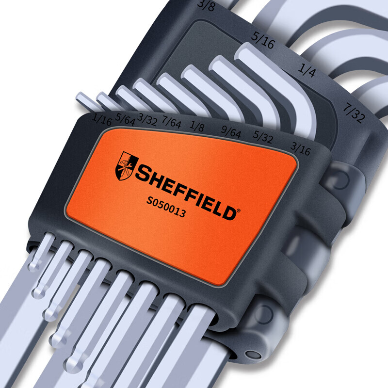 钢盾(SHEFFIELD) S050013 12件套英制加长球头内六角扳手[家用]高清大图
