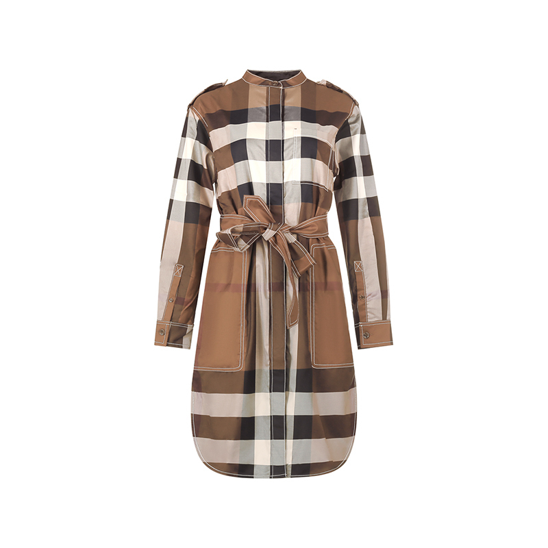 burberry博柏利 女款棉质系腰衬衫式连衣裙 80574391