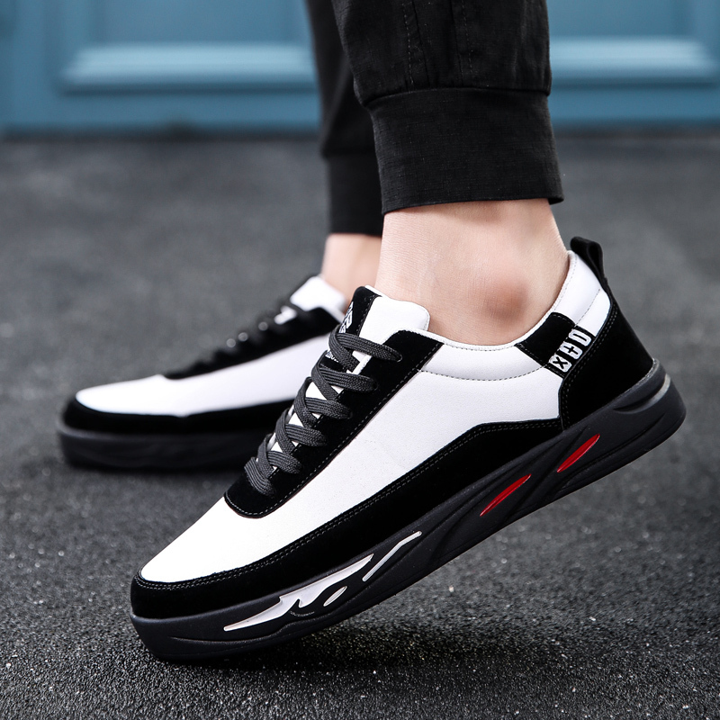 艾汇颜鞋子男拼色百搭夏季休闲鞋韩版潮流男鞋黑白ins板鞋男青少年