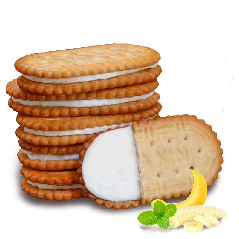 怀旧香蕉味奶油夹心饼干儿童代餐年货批发视频