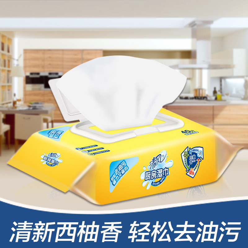 清风 厨房湿巾 厨房湿巾40片去油去污卫生清洁(多片包装)高清大图