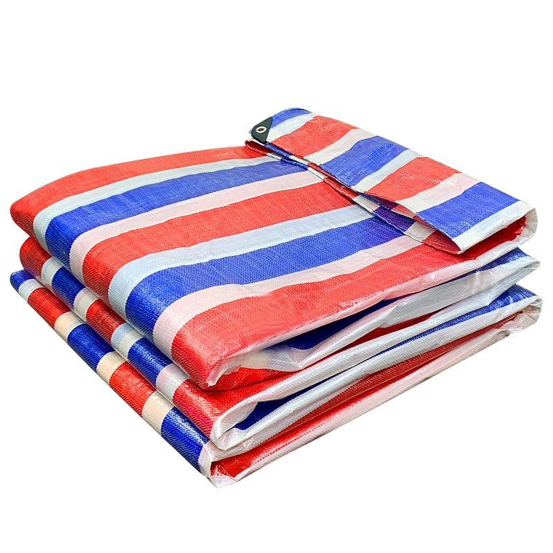 包边打孔加厚防晒雨布彩条布三色布塑料布雨布油布防雨布防水篷布3米5