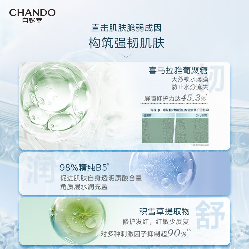 自然堂(CHANDO)敏肌可用积雪草强韧屏障稳定修红舒缓修护保湿乳110mL高清大图