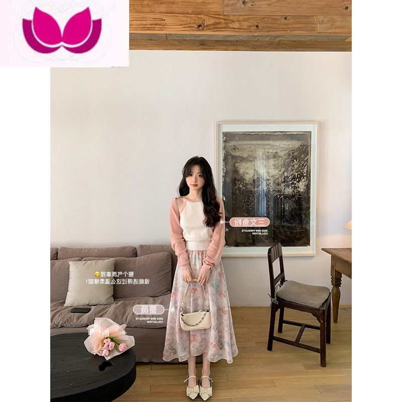 七斓花栗鼠小姐 百香双重奏 坎肩背心半裙套装裙女春小个子高级感