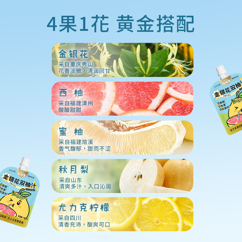 生和堂 金银花双柚汁100ml*12袋礼盒装 草本果汁饮料