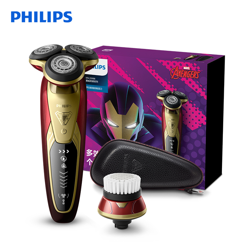 飞利浦(Philips)电动剃须刀漫威系列钢铁侠版 全身水洗 三刀头 男士剃须刀刮胡刀剃须刀MVL9998/78