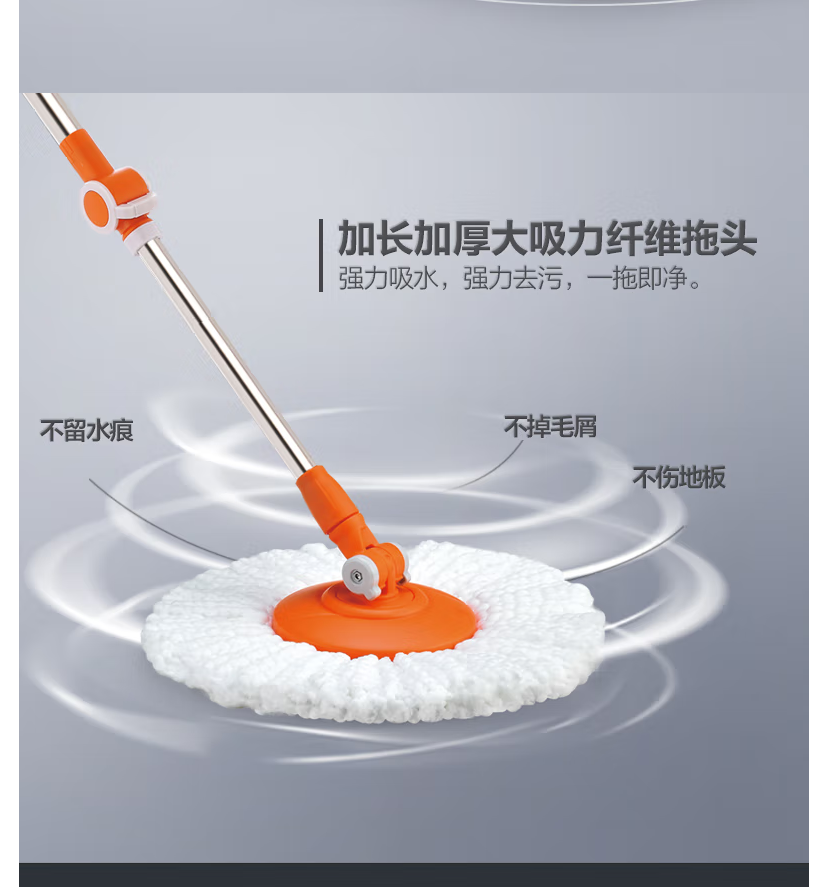大卫国产旋转强力拖把塑料材质客厅清洁神器高效去污设计