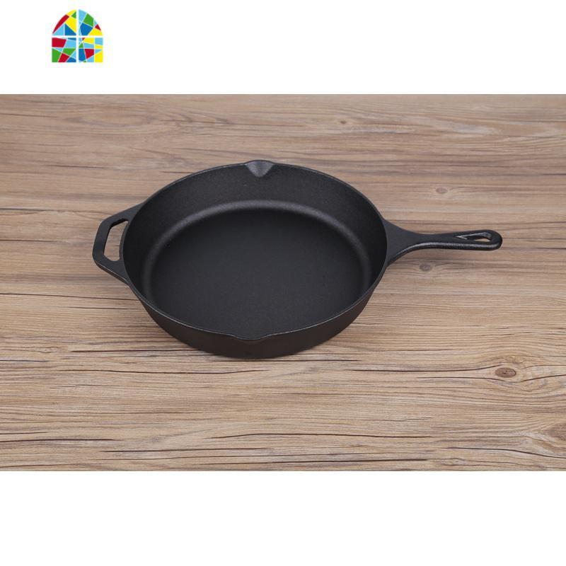 铸铁锅无涂层平底煎锅老式加厚宝宝煎蛋饺皮饼铛牛排烤肉 FENGHOU 直径26厘米铁把