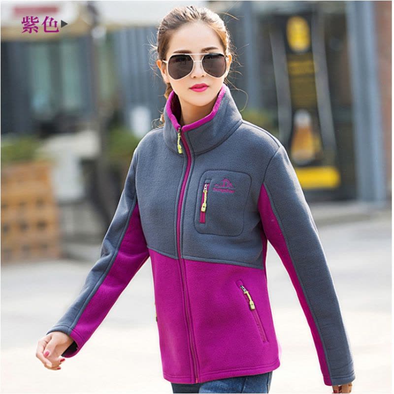 秋冬季户外抓绒衣女式摇粒绒休闲卫衣开衫冲锋衣内胆保暖加厚外套图片