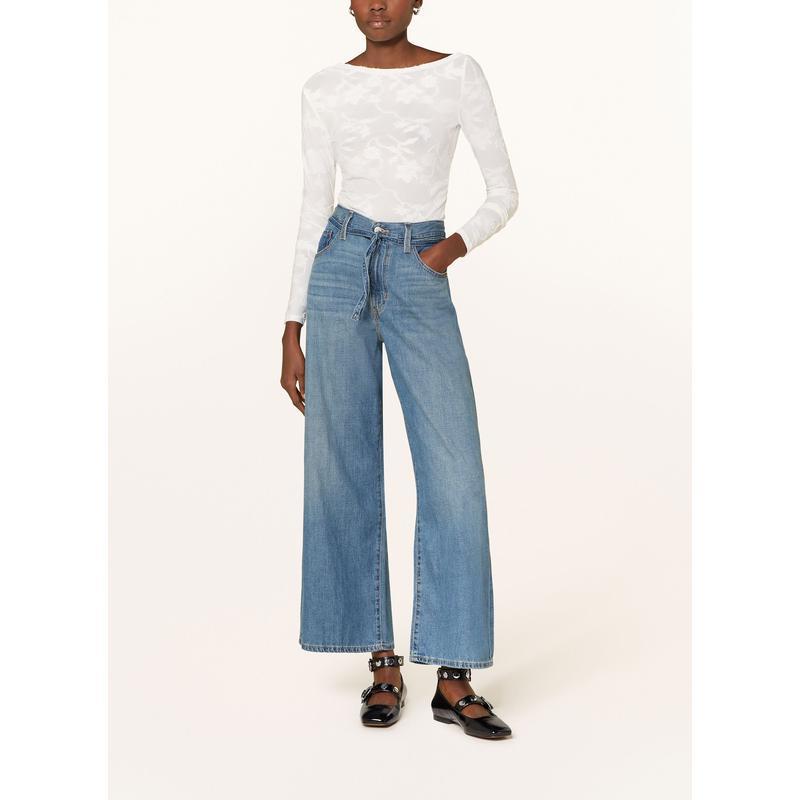 Levi’s女士高腰直筒牛仔裤ZIP飞边五口袋做旧加固