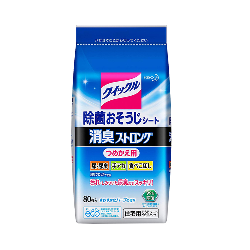 花王(KAO) 马桶坐便器专用清洁除臭湿巾纸 便携装 80枚/包