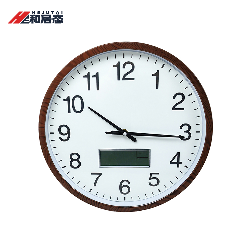 和居态 圆形带日历挂钟 14英寸 个高清大图