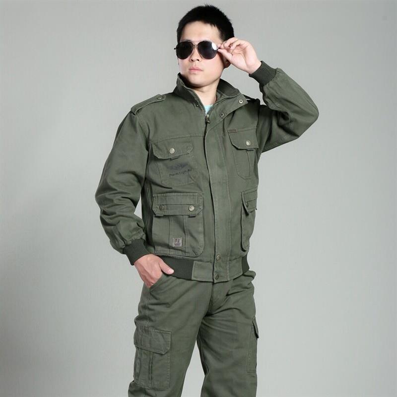 春秋款棉工装工作服套装男上衣裤子劳保服电焊服汽修服绣字印字