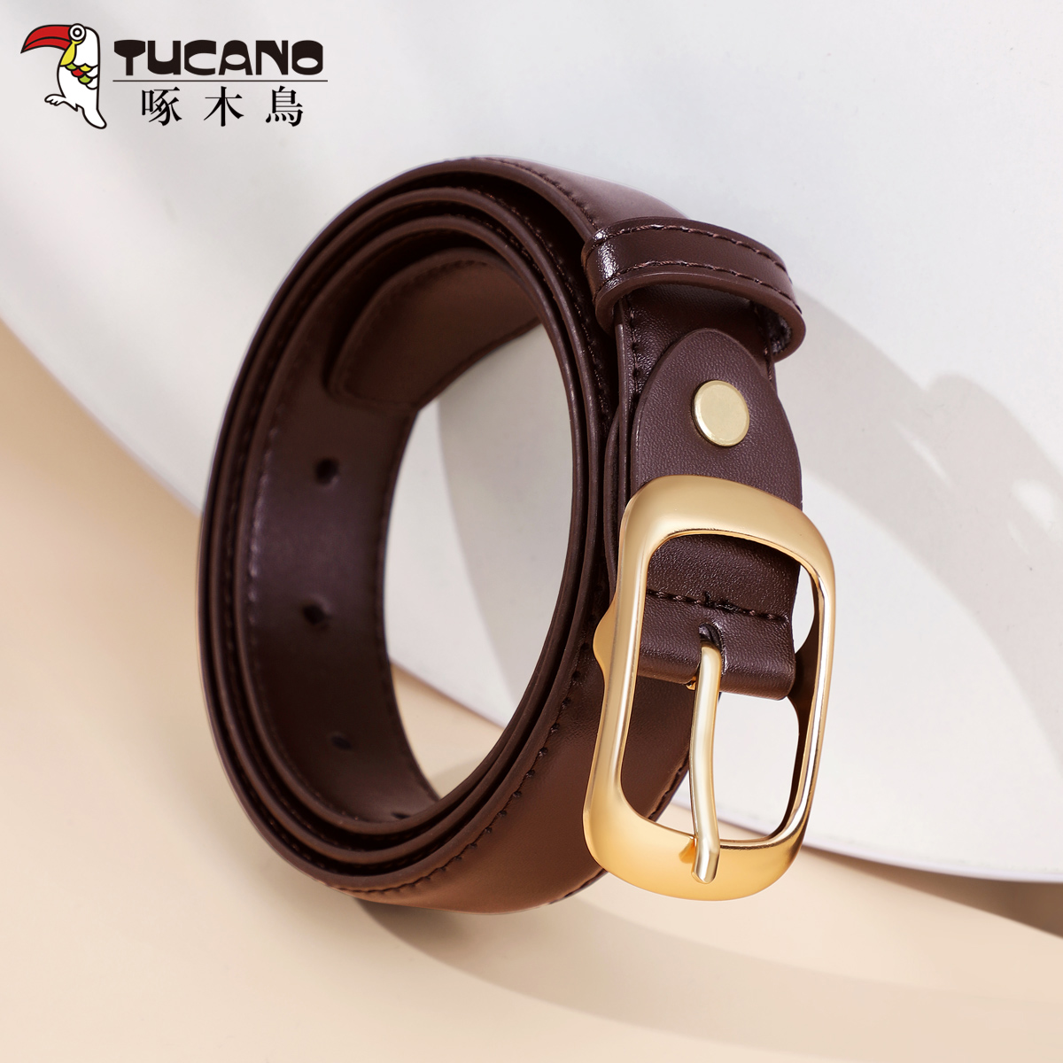 啄木鸟皮带女士2025新款时尚高级感百搭针扣韩版配牛仔裤腰带配皮高清大图