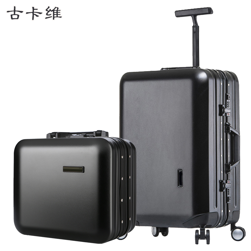 古卡维 子母旅行箱包套装 黑色24寸铝框款+旅行包6009TD高清大图