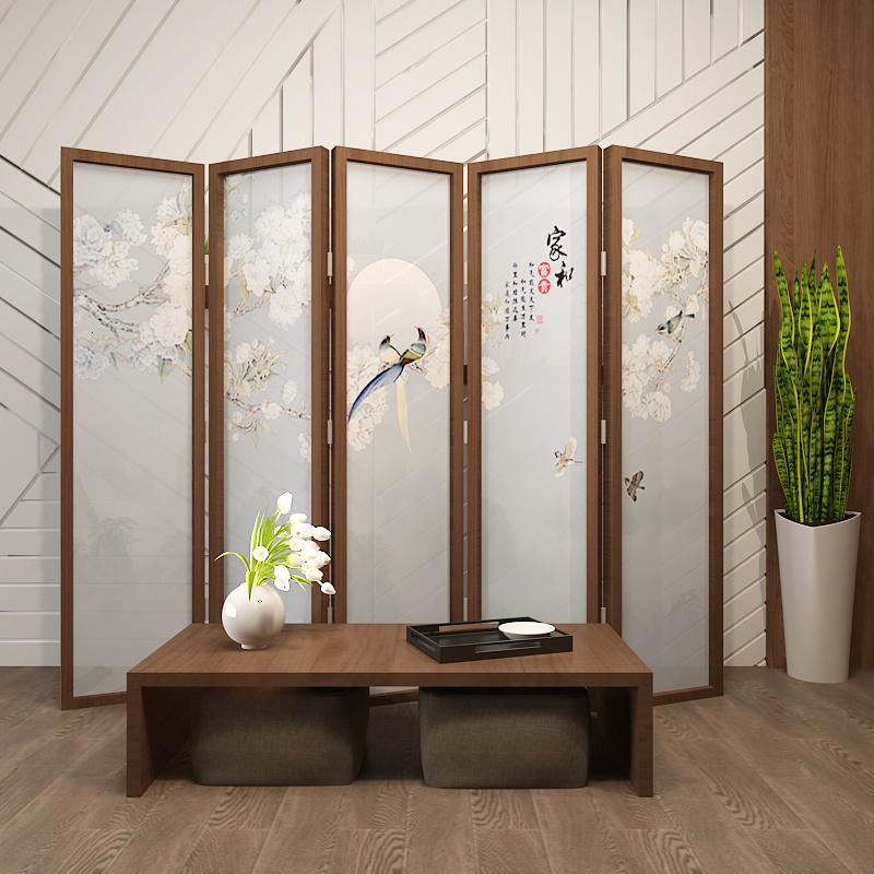 BONJEAN新中式实木屏风隔断客厅卧室办公室餐厅玄关遮挡家用折叠移动折屏高清大图