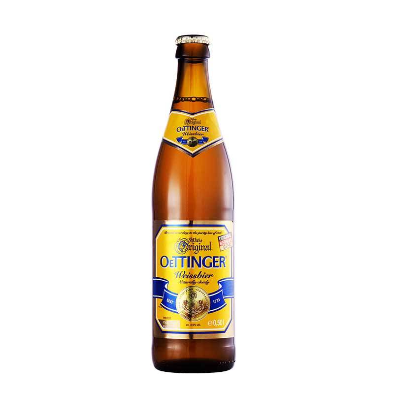 德国原装进口奥丁格(OETTINGER)自然浑浊型小麦白啤酒500ML(12瓶/箱)