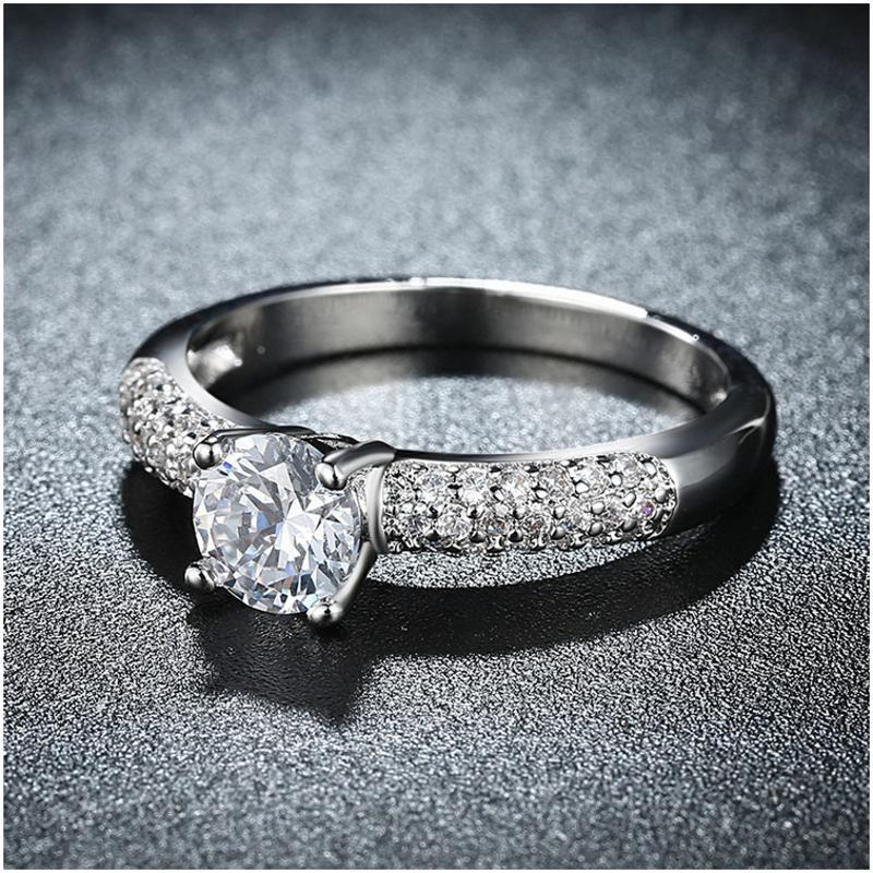 R830-CCouple Love Gold Rings铂金订婚戒指男女钻石情侣简约日韩送女朋友七夕情人节礼物