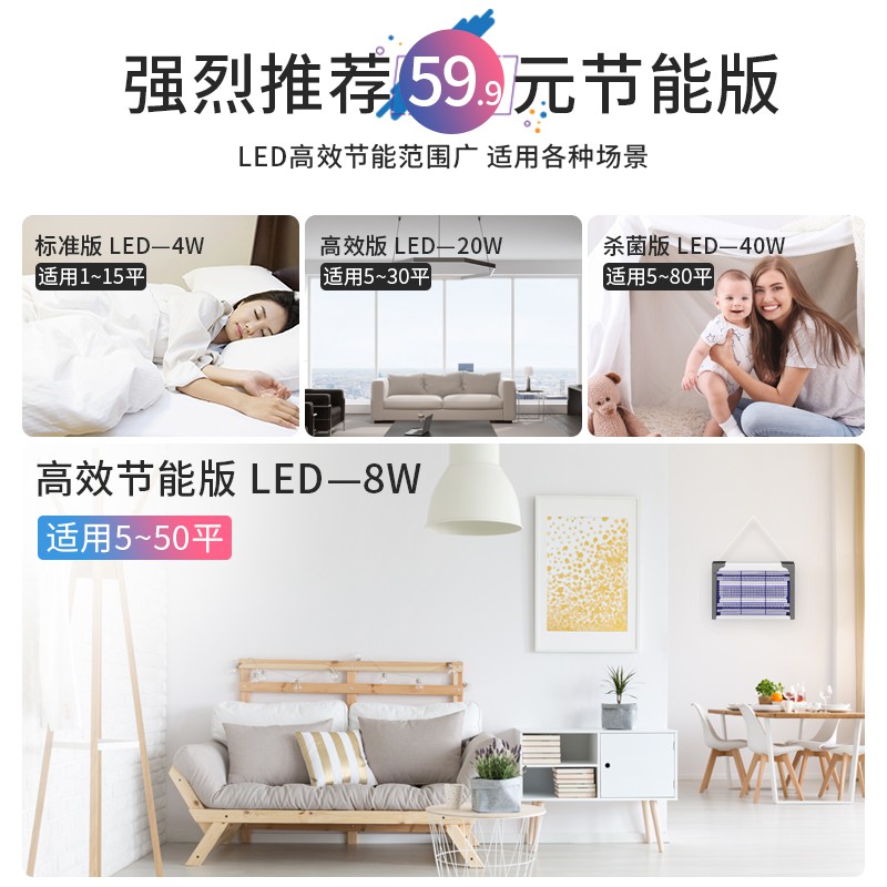 商用家用灭蚊器饭店灭蝇灯商铺苍蝇餐厅室内 三维工匠 标准款LED-4W(适用5-30平)高清大图
