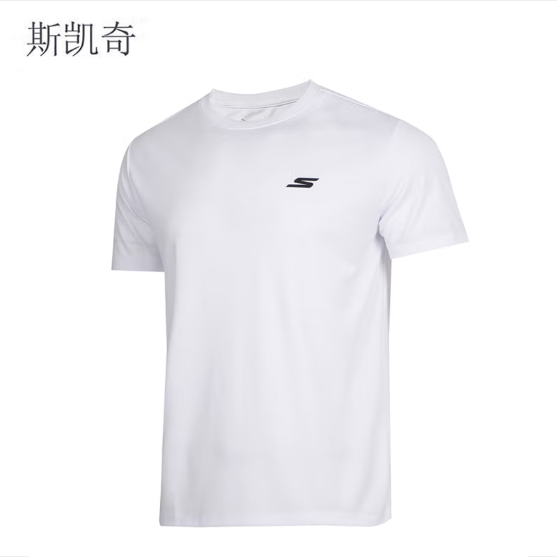 斯凯奇 男女白色短袖T恤 P224U051-000QXXL 件高清大图
