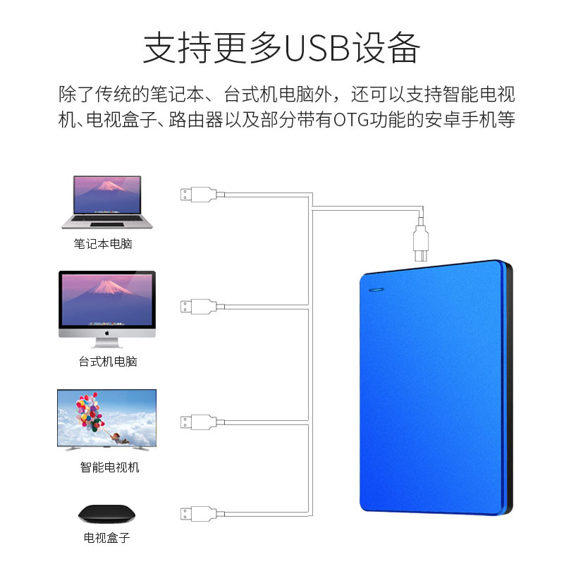 鸿合 USB3.0移动硬盘1T NEWSMY蓝色 DT 36694