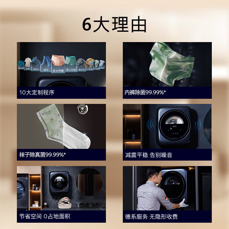西门子(SIEMENS)壁挂洗衣机 3公斤 WZ0AW7010W 母婴儿童内衣裤全自动滚筒迷你小型挂壁全彩触屏 晶御智能高清大图