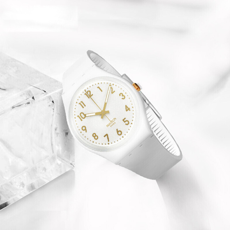 swatch斯沃琪瑞士手表简约夜光学生男女防水指针式石英表