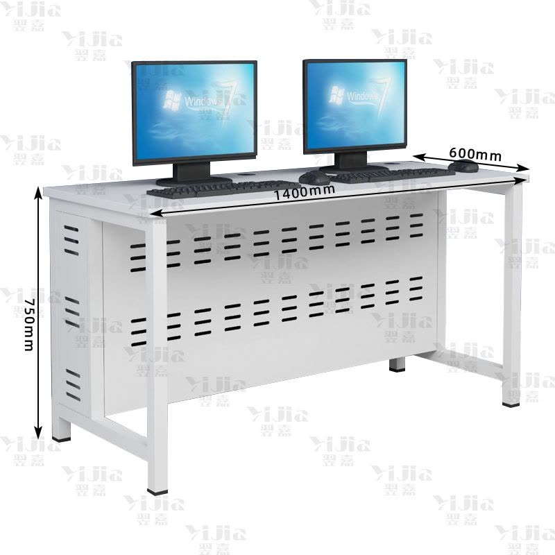 翌嘉 钢架电脑桌培训桌机房电脑桌学习桌课桌 双人位R款图片