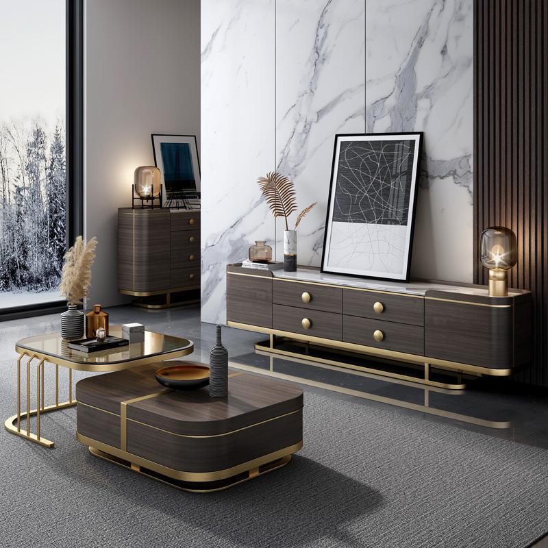 森美人轻奢北欧茶几电视柜组合套装客厅后现代简约美式大理石小户型家具 2米电视柜（大理石）整装