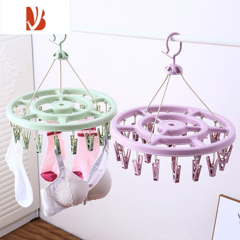 三维工匠内衣家用凉袜子架晒架 多夹子 加厚 圆形家居整理晒衣架衣挂多头图片