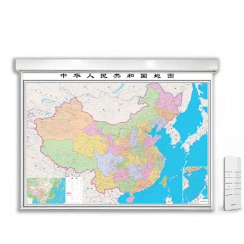 利尔康 卷图机 遥控自动单多幅升降悬挂式地图机1.5米宽3幅 办公用品