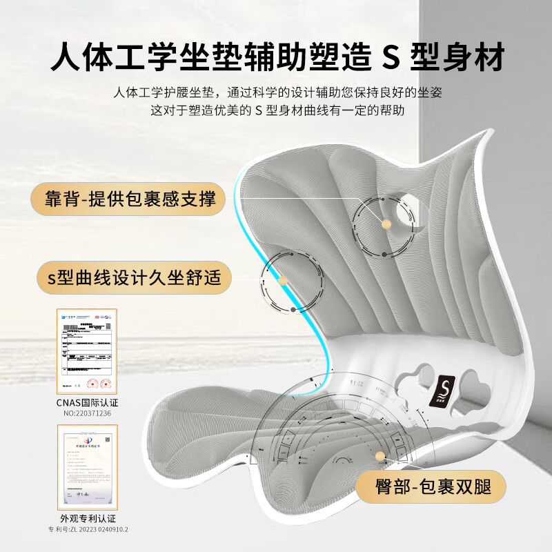 思菲其 护腰靠垫护腰久坐神器 包裹小款S016紫高清大图