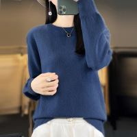 秋冬打底衫女外穿毛衣女长袖大码女装内搭上衣安迪绒针织衫薄 L 藏蓝色