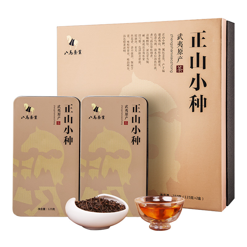 八马茶叶 武夷红茶正山小种红茶茶叶 礼盒装250g