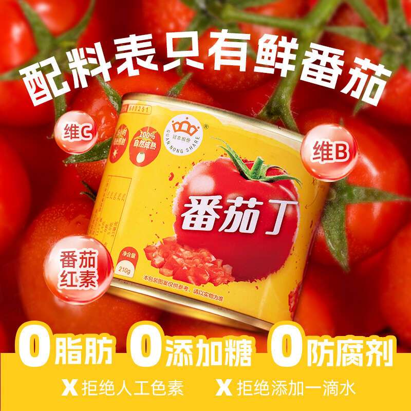 冠农股份(GUAN NONG SHARE)疆特产番茄丁210g*3罐自然熟西红柿丁番茄罐头番茄酱