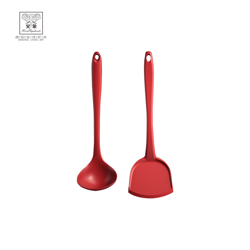 火象 福禄双全硅胶两件套厨具HXG-CJ347红色(汤勺29cm+锅铲32cm)高清大图