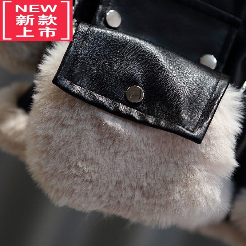 可莉允女童加绒皮衣外套2022秋冬季新款小女孩韩版洋气上衣宝宝时髦冬装棉服图片