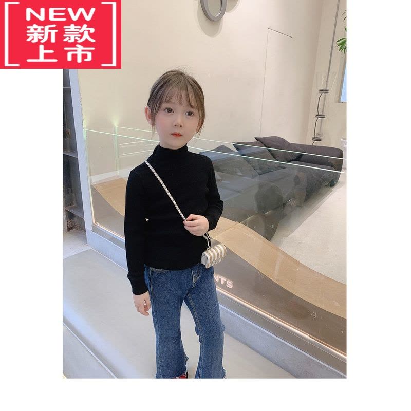 可莉允儿童半高领打底毛衣女童针织衫白色春秋冬装小女孩薄款毛线衣百搭图片