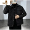 YANXU千鸟格外套男感潮牌新款2023修身格子男士翻领夹克男装