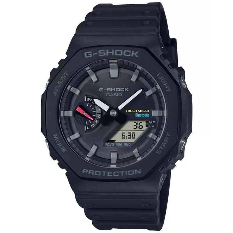 卡西欧(CASIO)男款石英手表46mm黑树脂表带智能蓝牙太阳能防水耐用运动腕表高清大图