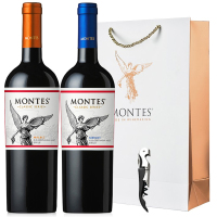 智利原瓶进口蒙特斯(Montes)红酒经典系列双支礼袋装 750ml 2瓶