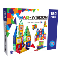 科博[魔磁智慧片]180件装平面彩窗磁力片礼盒 儿童磁性拼装积木益智玩具彩色透明光构建磁力片男孩女孩玩具