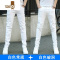 YANXU白色破洞裤男夏季薄款韩版潮流修身小脚休闲长裤子弹力牛仔白裤子